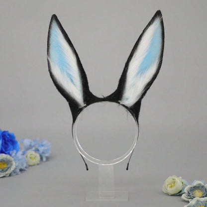 Bunny Ears Headband For Adults Plush Halloween Headpiece Creative Hair Accessories For Cosplay Party Costume