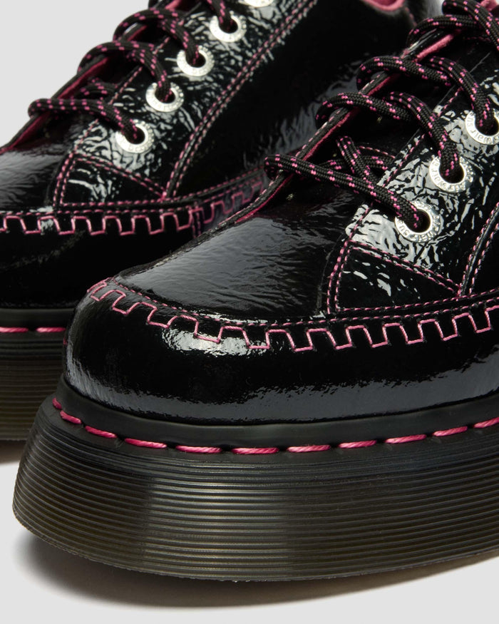 Buzz 5-Eye Distressed Patent Leather Shoes
