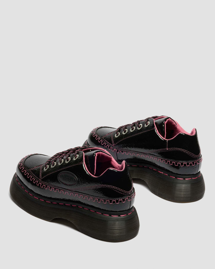 Buzz 5-Eye Distressed Patent Leather Shoes