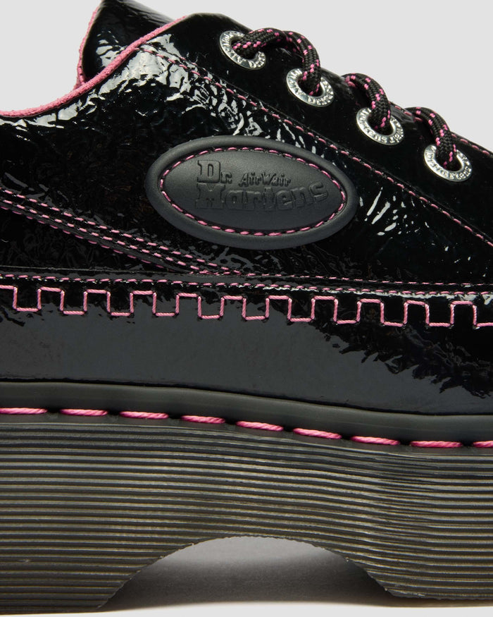Buzz 5-Eye Distressed Patent Leather Shoes