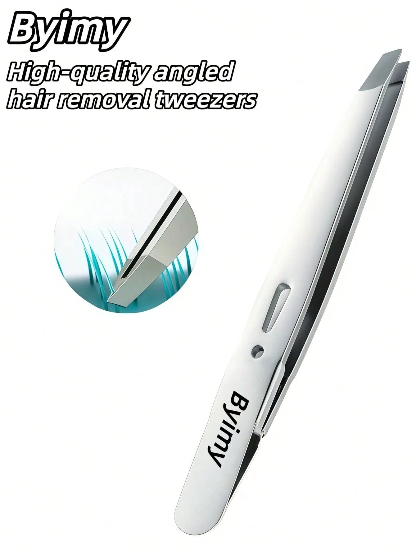 Byimy Brand Stainless Steel Professional Eyebrow Clip, High Eyebrow Clip, Oblique Small Tweezers, Universal Hair Removal Pliers, Tweezers, Hair Removal Tweezers, Eyelash Extension Tools