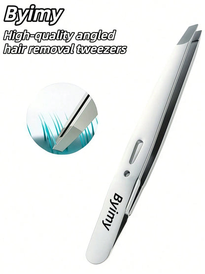 Byimy Brand Stainless Steel Professional Eyebrow Clip, High Eyebrow Clip, Oblique Small Tweezers, Universal Hair Removal Pliers, Tweezers, Hair Removal Tweezers, Eyelash Extension Tools