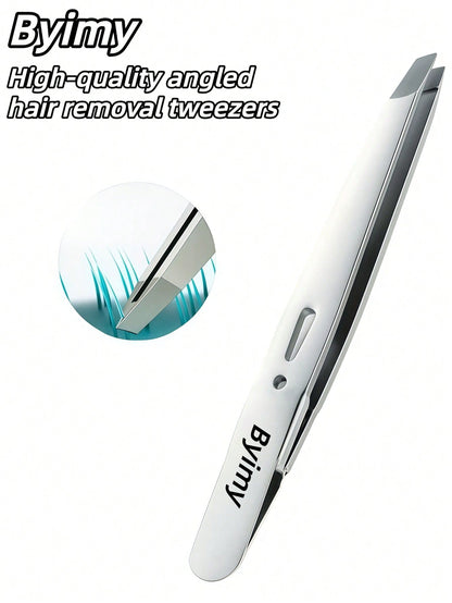 Byimy Brand Stainless Steel Professional Eyebrow Clip, High Eyebrow Clip, Oblique Small Tweezers, Universal Hair Removal Pliers, Tweezers, Hair Removal Tweezers, Eyelash Extension Tools