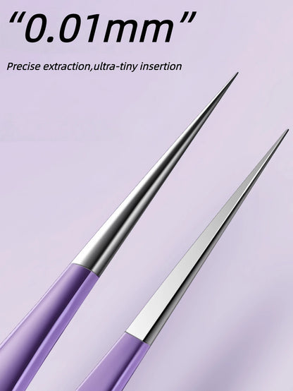 Byimy Brand Super Fine Tip Blackhead Remover Tweezers, Makeup Eyebrow Grooming Beauty Tool, Eyelash Extension Tweezer Hair Removal