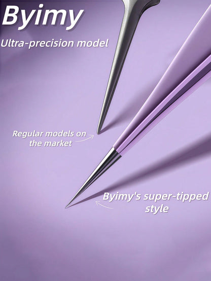 Byimy Brand Super Fine Tip Blackhead Remover Tweezers, Makeup Eyebrow Grooming Beauty Tool, Eyelash Extension Tweezer Hair Removal
