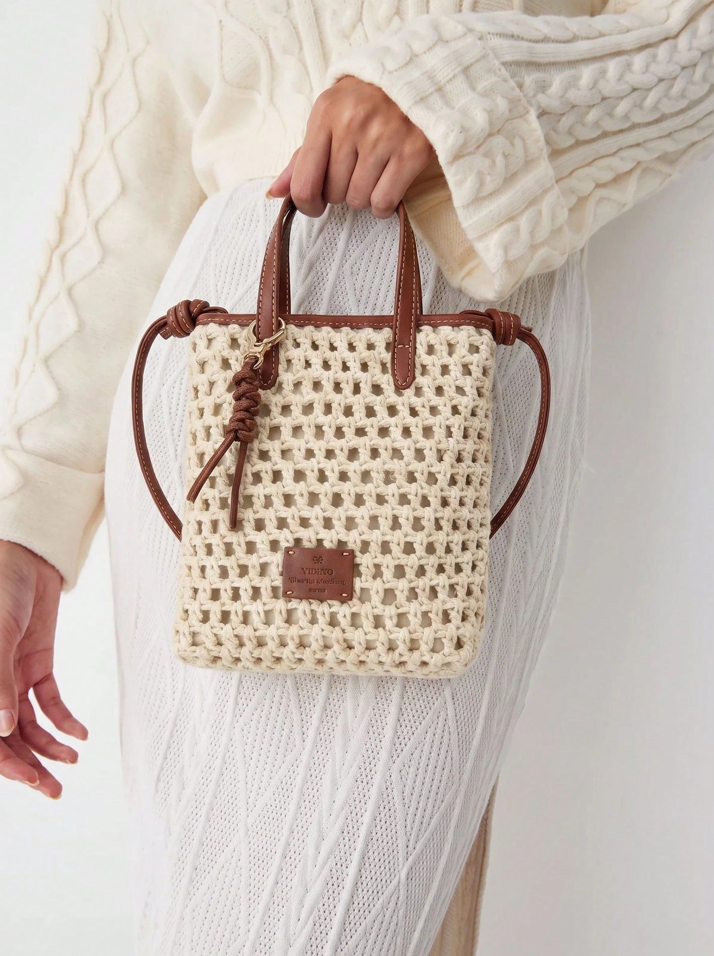 CAJUNI Women's Summer Woven French Fries Bucket Bag, Handbag, Shoulder Bag & Crossbody Bag