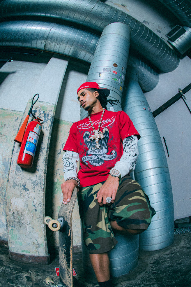 Camiseta Manga Longa "Death Before Dishonor" Ed Hardy x Matuê