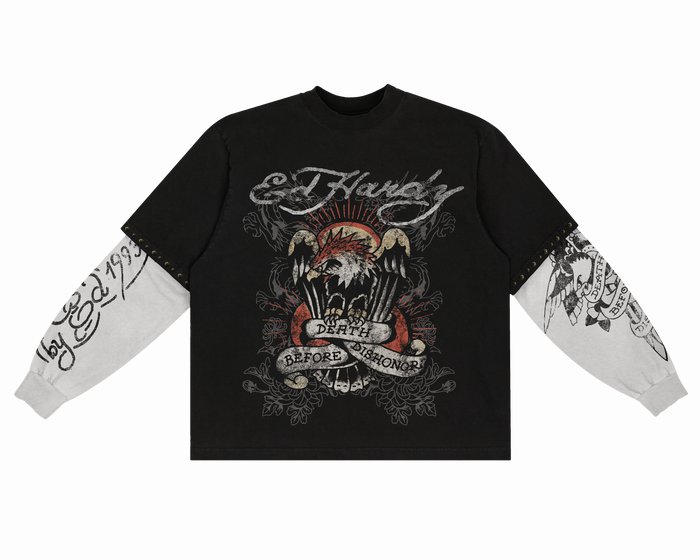 Camiseta Manga Longa "Death Before Dishonor" Ed Hardy x Matuê