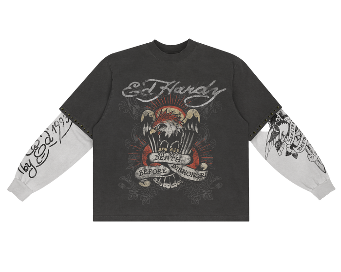Camiseta Manga Longa "Death Before Dishonor" Ed Hardy x Matuê