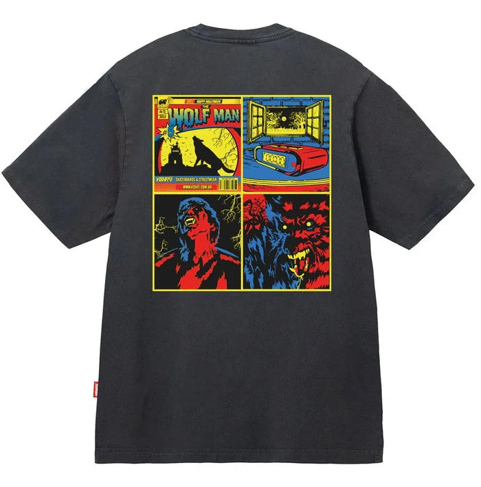 CAMISETA THE WOLF MAN CINZA ESTONADO "HALLOWEEN" - Four Street