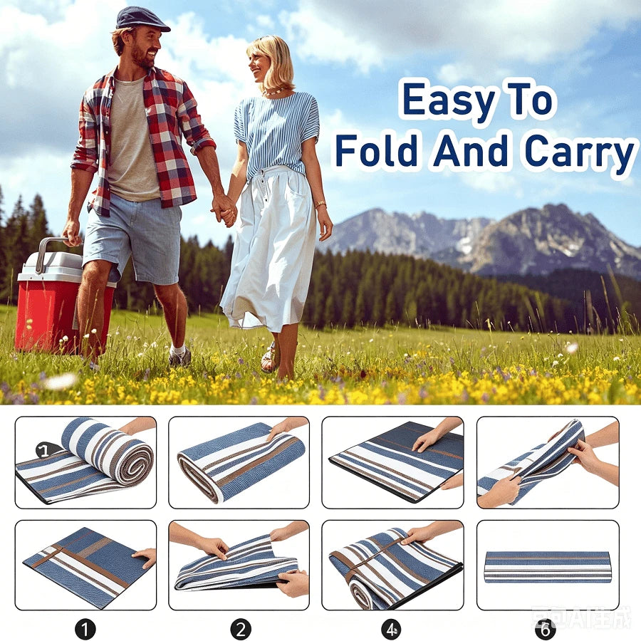 Camping Picnic Blanket| Outdoor Tote Bag, Four-Season Twill Acrylic Fabric, Ideal For Beach And Spring/Summer Camping