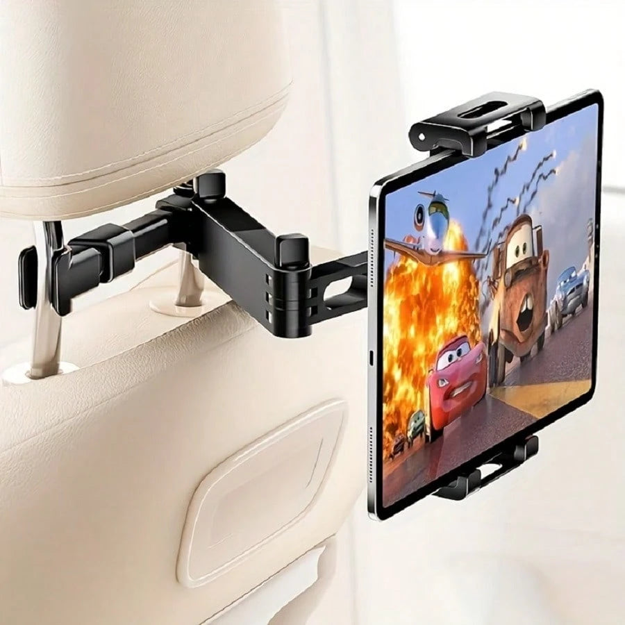 Car Backseat Headrest Tablet Mount- Car Trip Essential- 360 Degree Rotation Adjustable Essential For Road Travel Compatible With Tablets & Smartphones Compatible With IPhone, Android Phone, Gift For