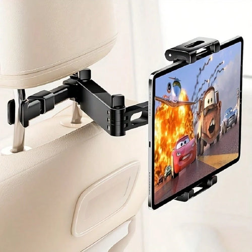 Car Backseat Headrest Tablet Mount- Car Trip Essential- 360 Degree Rotation Adjustable Essential For Road Travel Compatible With Tablets & Smartphones Compatible With IPhone, Android Phone, Gift For