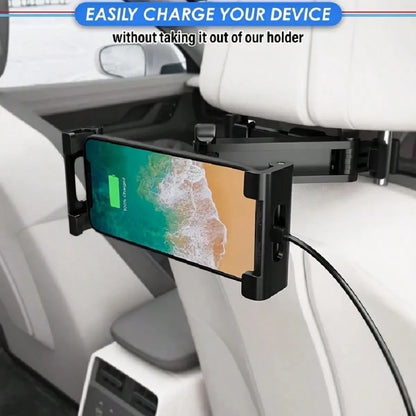 Car Backseat Headrest Tablet Mount- Car Trip Essential- 360 Degree Rotation Adjustable Essential For Road Travel Compatible With Tablets & Smartphones Compatible With IPhone, Android Phone, Gift For