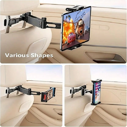 Car Backseat Headrest Tablet Mount- Car Trip Essential- 360 Degree Rotation Adjustable Essential For Road Travel Compatible With Tablets & Smartphones Compatible With IPhone, Android Phone, Gift For
