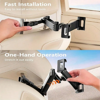 Car Backseat Headrest Tablet Mount- Car Trip Essential- 360 Degree Rotation Adjustable Essential For Road Travel Compatible With Tablets & Smartphones Compatible With IPhone, Android Phone, Gift For