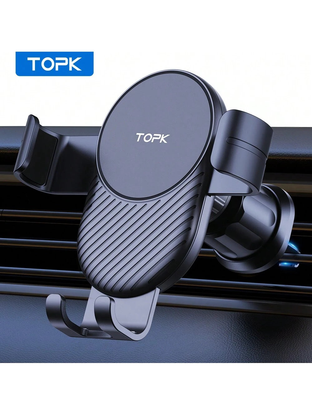 Car Cell Phone Holder, TOPK Car Air Outlet Anti Shaking Gravity Car Holder With Hook Clip For Car Air Vent Compatible With IPhone Android And Other Mobile Phones