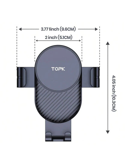 Car Cell Phone Holder, TOPK Car Air Outlet Anti Shaking Gravity Car Holder With Hook Clip For Car Air Vent Compatible With IPhone Android And Other Mobile Phones