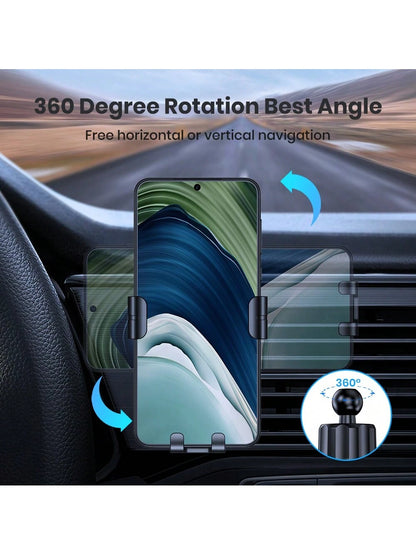 Car Cell Phone Holder, TOPK Car Air Outlet Anti Shaking Gravity Car Holder With Hook Clip For Car Air Vent Compatible With IPhone Android And Other Mobile Phones