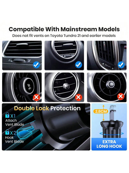 Car Cell Phone Holder, TOPK Car Air Outlet Anti Shaking Gravity Car Holder With Hook Clip For Car Air Vent Compatible With IPhone Android And Other Mobile Phones