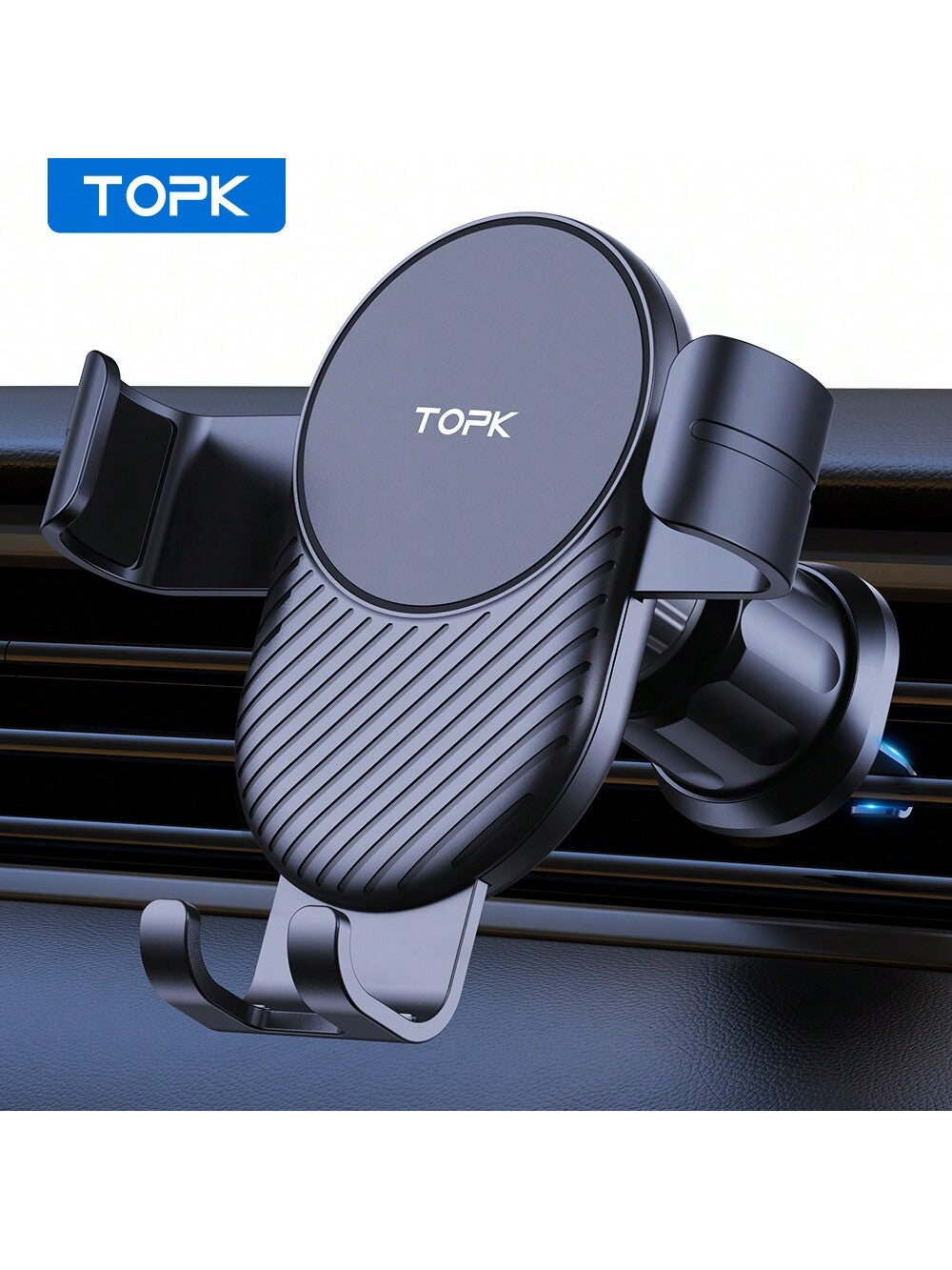 Car Cell Phone Holder, TOPK Car Air Outlet Anti Shaking Gravity Car Holder With Hook Clip For Car Air Vent Compatible With IPhone Android And Other Mobile Phones