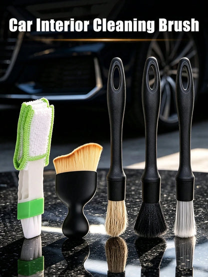 Car Cleaning Brush Set| Ergonomic Design| Soft & Hard Mixed Bristles, Suitable For Air Vents, Dashboard, Leather Seats, Wheels And More| Multi-Functional Dusting Tool| Interior Cleaning Essential