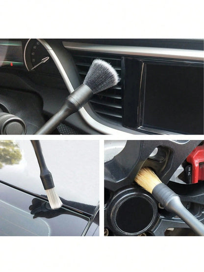 Car Cleaning Brush Set| Ergonomic Design| Soft & Hard Mixed Bristles, Suitable For Air Vents, Dashboard, Leather Seats, Wheels And More| Multi-Functional Dusting Tool| Interior Cleaning Essential