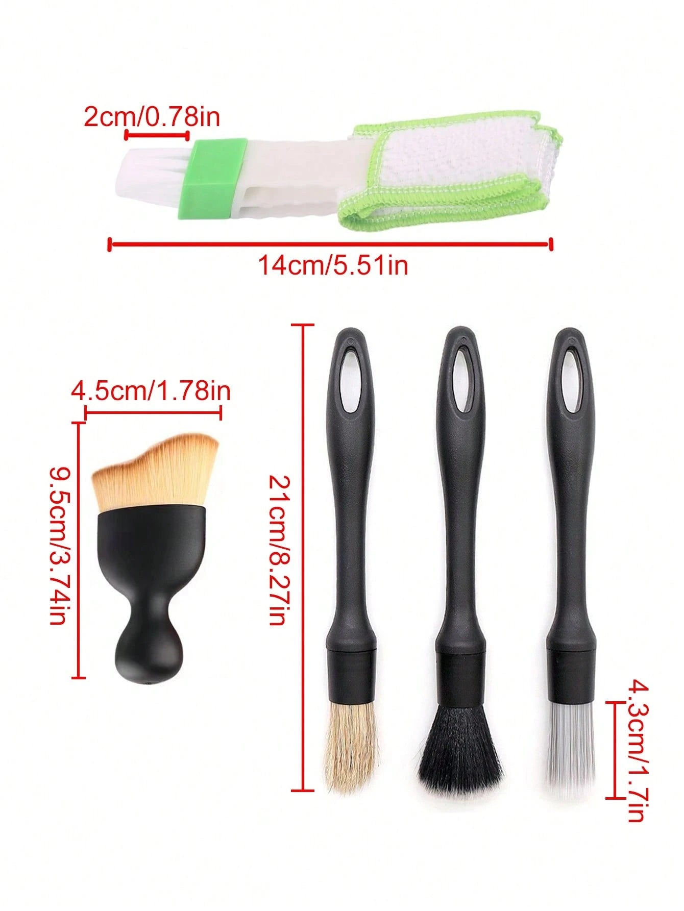 Car Cleaning Brush Set| Ergonomic Design| Soft & Hard Mixed Bristles, Suitable For Air Vents, Dashboard, Leather Seats, Wheels And More| Multi-Functional Dusting Tool| Interior Cleaning Essential