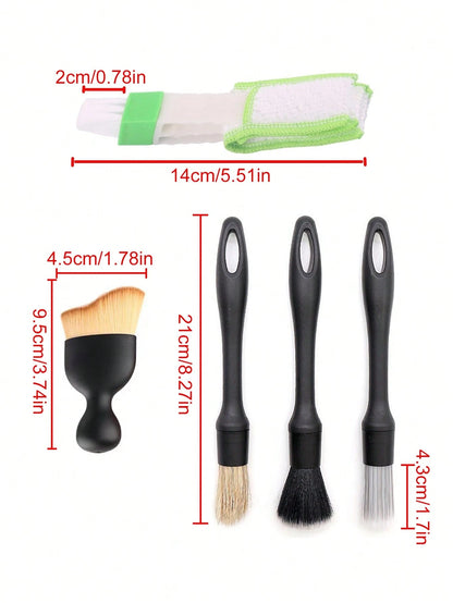 Car Cleaning Brush Set| Ergonomic Design| Soft & Hard Mixed Bristles, Suitable For Air Vents, Dashboard, Leather Seats, Wheels And More| Multi-Functional Dusting Tool| Interior Cleaning Essential
