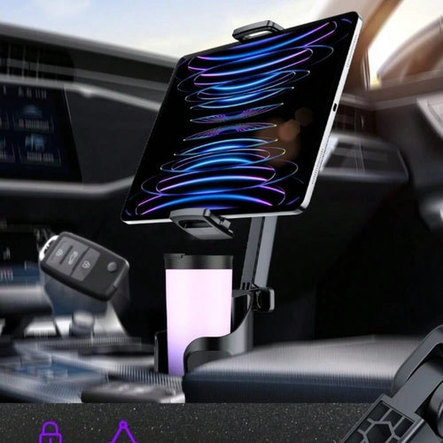 Car Cup Tablet Holder For IPad: Cup Stand Tablet Mount With Adjustable Arm Compatible With IPad Pro Air Mini| Galaxy Tab| Kindle Fire HD Or Other 4.7-12.9" Devices