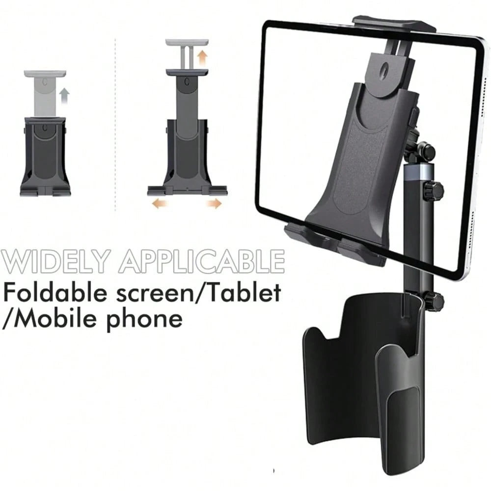 Car Cup Tablet Holder For IPad: Cup Stand Tablet Mount With Adjustable Arm Compatible With IPad Pro Air Mini| Galaxy Tab| Kindle Fire HD Or Other 4.7-12.9" Devices