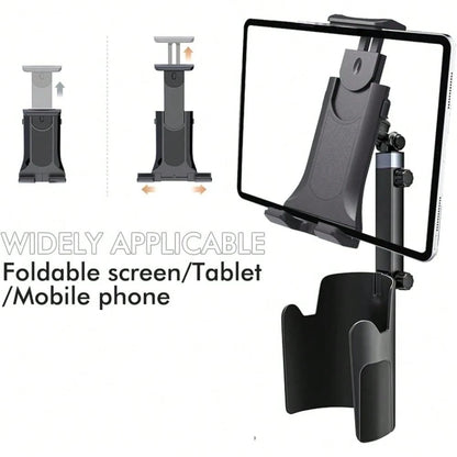 Car Cup Tablet Holder For IPad: Cup Stand Tablet Mount With Adjustable Arm Compatible With IPad Pro Air Mini| Galaxy Tab| Kindle Fire HD Or Other 4.7-12.9" Devices