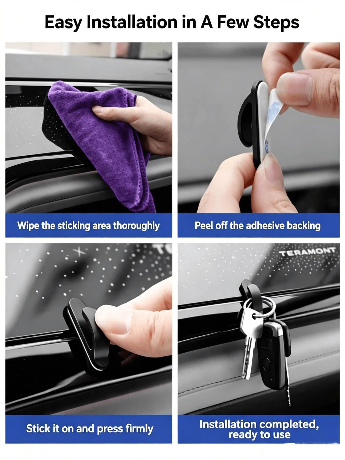 Car Dashboard Mini Adhesive Hook, Multi-Function Car Interior Storage Clip (Suitable For Keys, Masks, Fashion Glasses Or Trash Bags), Universal Charging Cable Storage Clip, No-Drill Mark-Free Mini Hoo