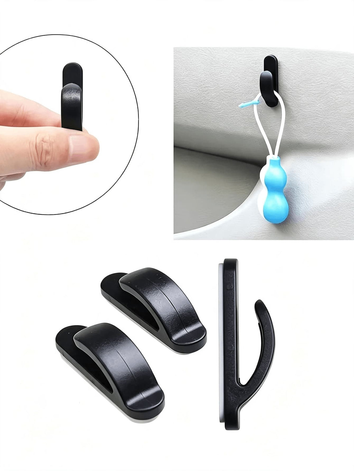 Car Dashboard Mini Adhesive Hook, Multi-Function Car Interior Storage Clip (Suitable For Keys, Masks, Fashion Glasses Or Trash Bags), Universal Charging Cable Storage Clip, No-Drill Mark-Free Mini Hoo