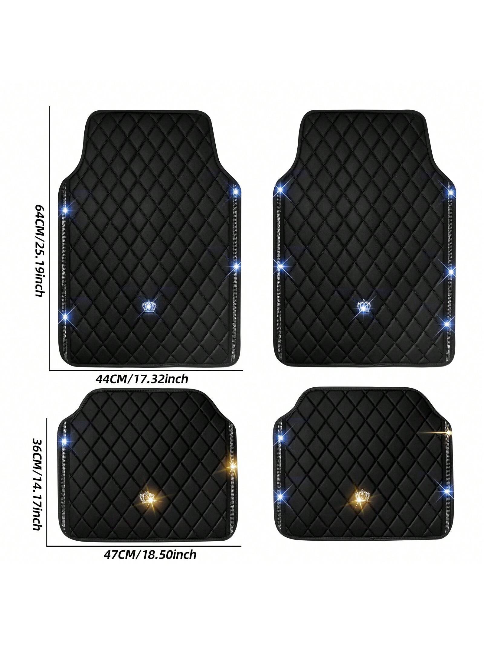 Car Floor Mat For Most SUVs And Sedans,Bling Diamond Car Floor Mats,Full Leather Floor Mats Floor Liners Set All Weather Heavy Duty Odorless And Simply Place,Car Mats