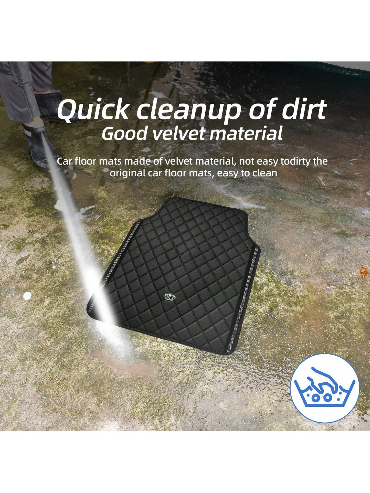 Car Floor Mat For Most SUVs And Sedans,Bling Diamond Car Floor Mats,Full Leather Floor Mats Floor Liners Set All Weather Heavy Duty Odorless And Simply Place,Car Mats