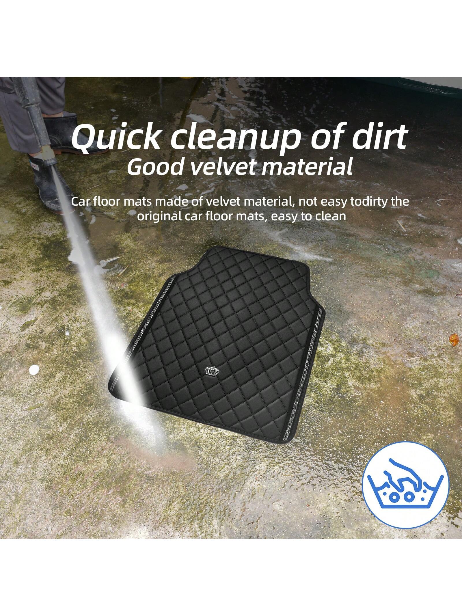Car Floor Mat For Most SUVs And Sedans,Bling Diamond Car Floor Mats,Full Leather Floor Mats Floor Liners Set All Weather Heavy Duty Odorless And Simply Place,Car Mats