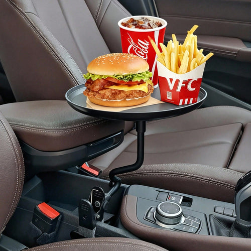 Car Food Tray Holder Adjustable Car Snack Tray 360-Degree Swivel Dining Table