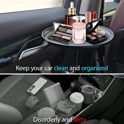 Car Food Tray Holder Adjustable Car Snack Tray 360-Degree Swivel Dining Table