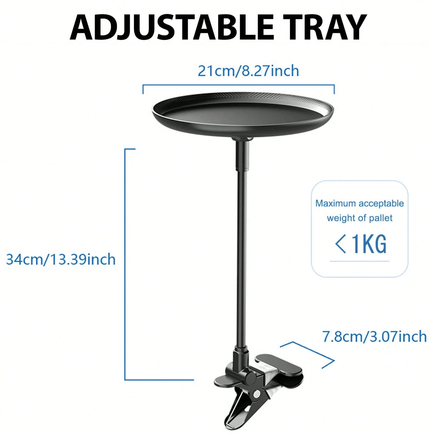 Car Food Tray Holder Adjustable Car Snack Tray 360-Degree Swivel Dining Table