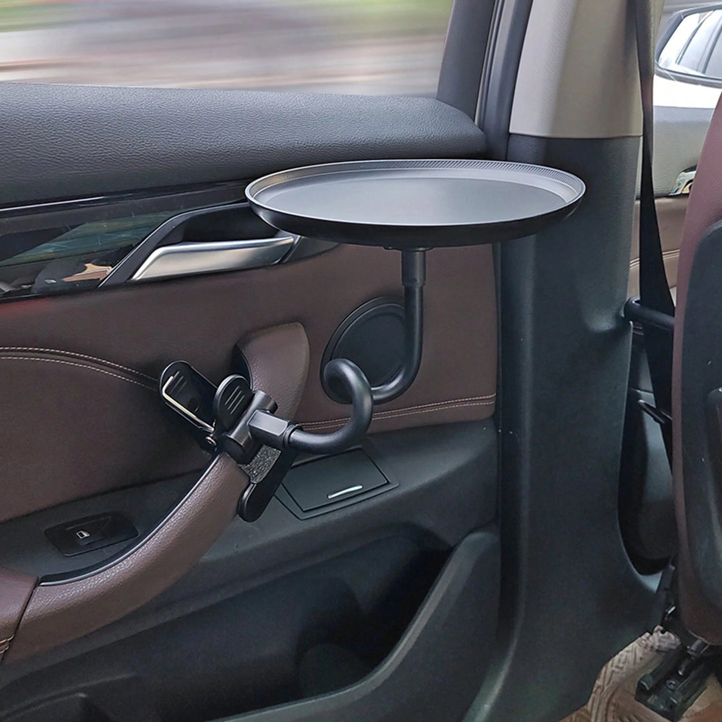Car Food Tray Holder Adjustable Car Snack Tray 360-Degree Swivel Dining Table