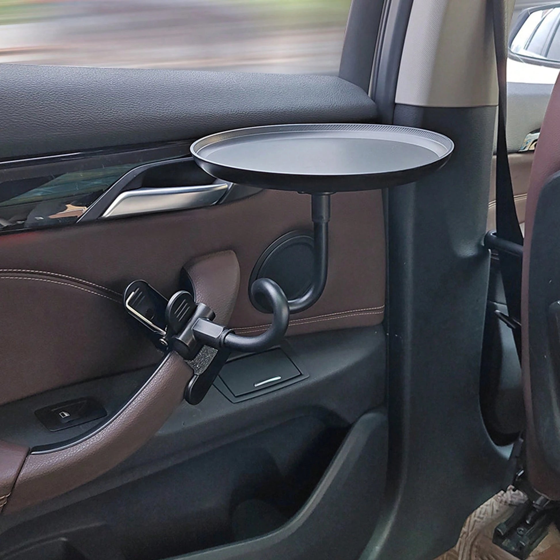 Car Food Tray Holder Adjustable Car Snack Tray 360-Degree Swivel Dining Table