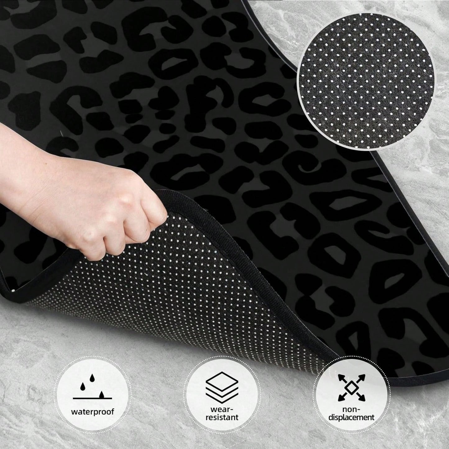 Car Mats Set Of 4 Leopard Print Pattern In Black, Charcoal Grey Floor Mats For Cars Universal Front Rear Vehicle Rugs Auto Accessories For Truck Sedan