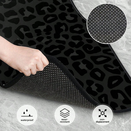 Car Mats Set Of 4 Leopard Print Pattern In Black, Charcoal Grey Floor Mats For Cars Universal Front Rear Vehicle Rugs Auto Accessories For Truck Sedan