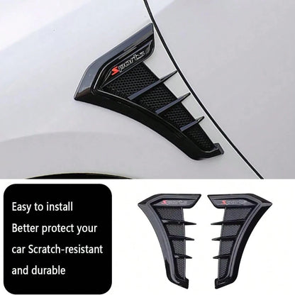 Car Parts Fit For Various Models Side Door Air Flow Mud Guard Vent Cover Sticker (Shiny Black) 2PCS ABS