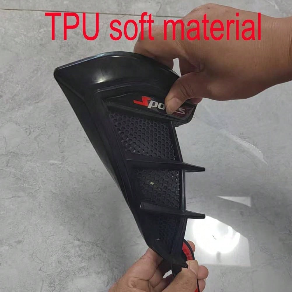 Car Parts Fit For Various Models Side Door Air Flow Mud Guard Vent Cover Sticker (Shiny Black) 2PCS ABS
