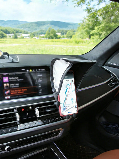 Car Phone Sunshade (Excluding Phone Holder), Vertical Dashboard Phone Sunshade, Phone Heat Insulation Cover, Foldable Anti-Glare Phone Sunshade Umbrella, Universal High-Elastic Frame Car Smartphone He