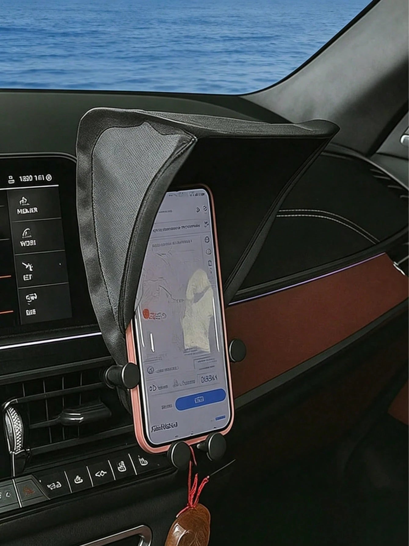 Car Phone Sunshade (Excluding Phone Holder), Vertical Dashboard Phone Sunshade, Phone Heat Insulation Cover, Foldable Anti-Glare Phone Sunshade Umbrella, Universal High-Elastic Frame Car Smartphone He