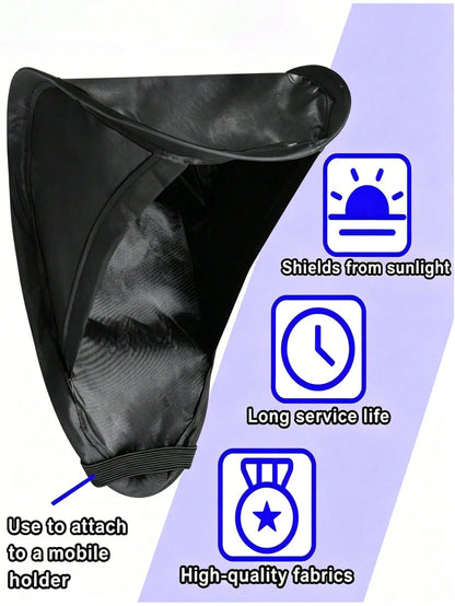 Car Phone Sunshade (Excluding Phone Holder), Vertical Dashboard Phone Sunshade, Phone Heat Insulation Cover, Foldable Anti-Glare Phone Sunshade Umbrella, Universal High-Elastic Frame Car Smartphone He