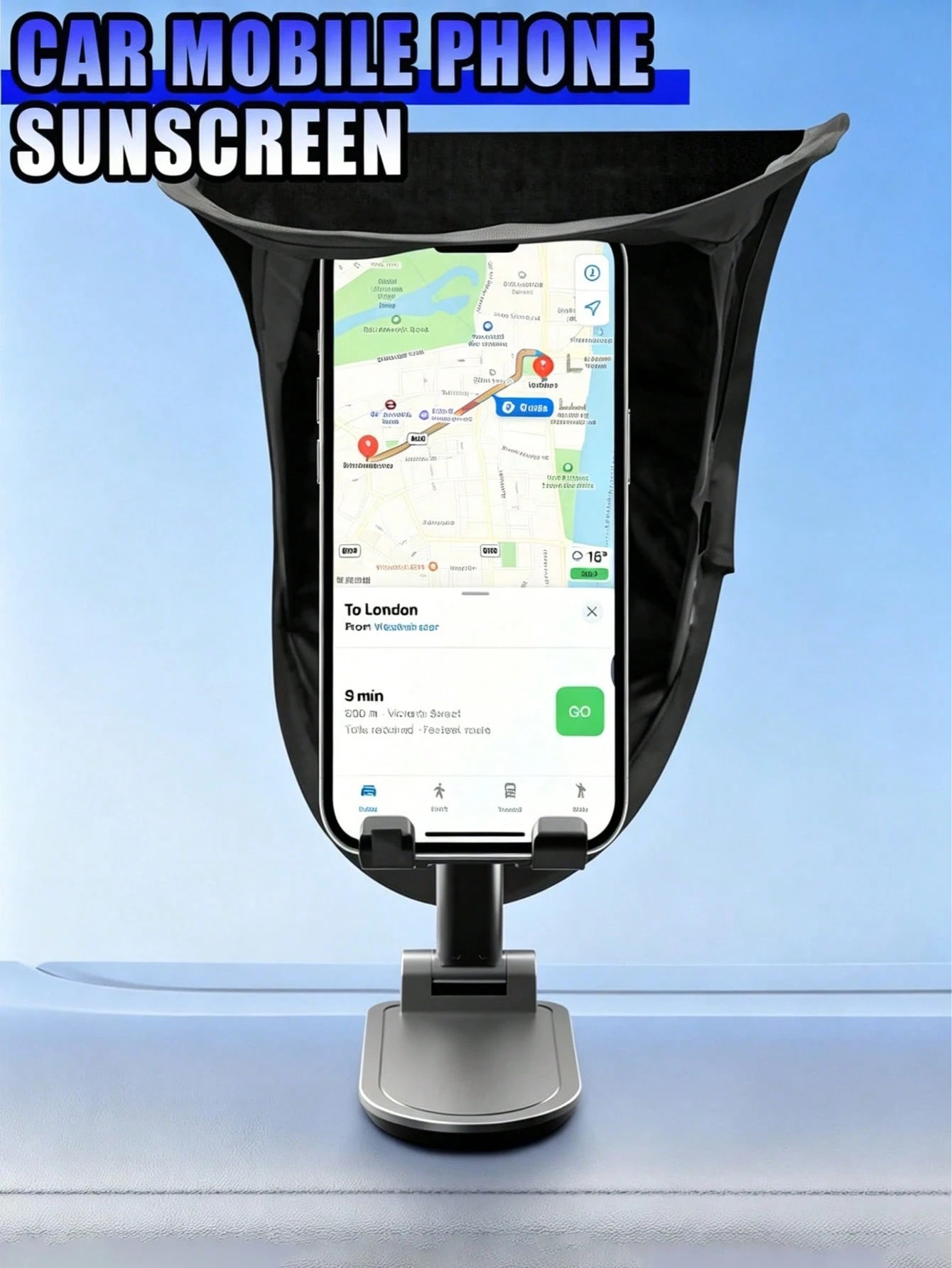 Car Phone Sunshade (Excluding Phone Holder), Vertical Dashboard Phone Sunshade, Phone Heat Insulation Cover, Foldable Anti-Glare Phone Sunshade Umbrella, Universal High-Elastic Frame Car Smartphone He